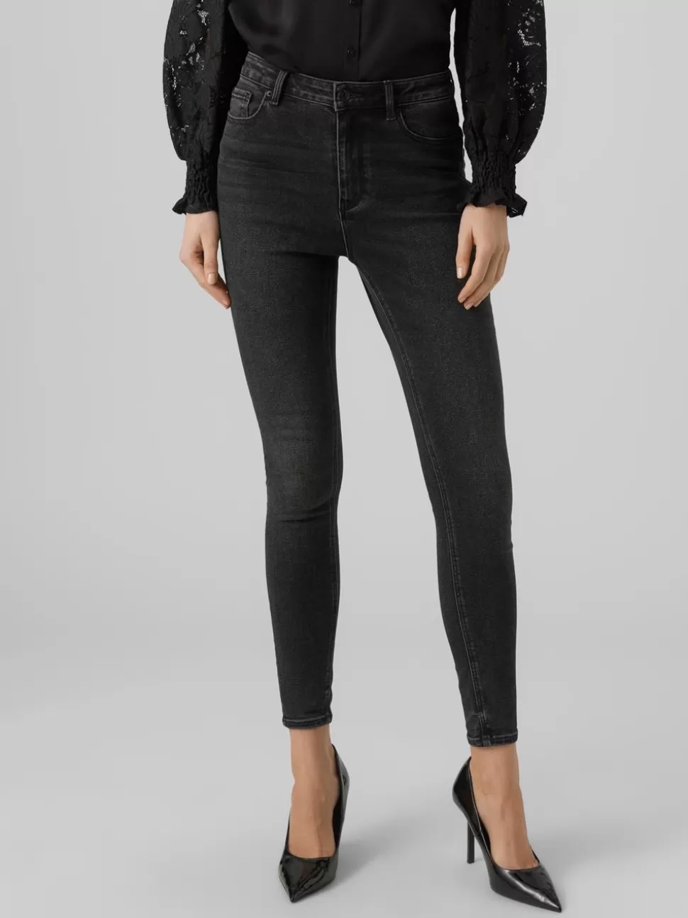 Jeans^VERO MODA VMSOPHIA Hög Midja Slim Fit Jeans Black Denim