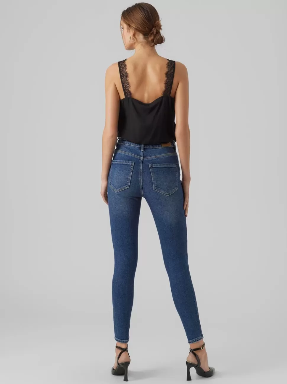 Jeans | Basics^VERO MODA VMSOPHIA Hög Midja Slim Fit Jeans Dark Blue Denim