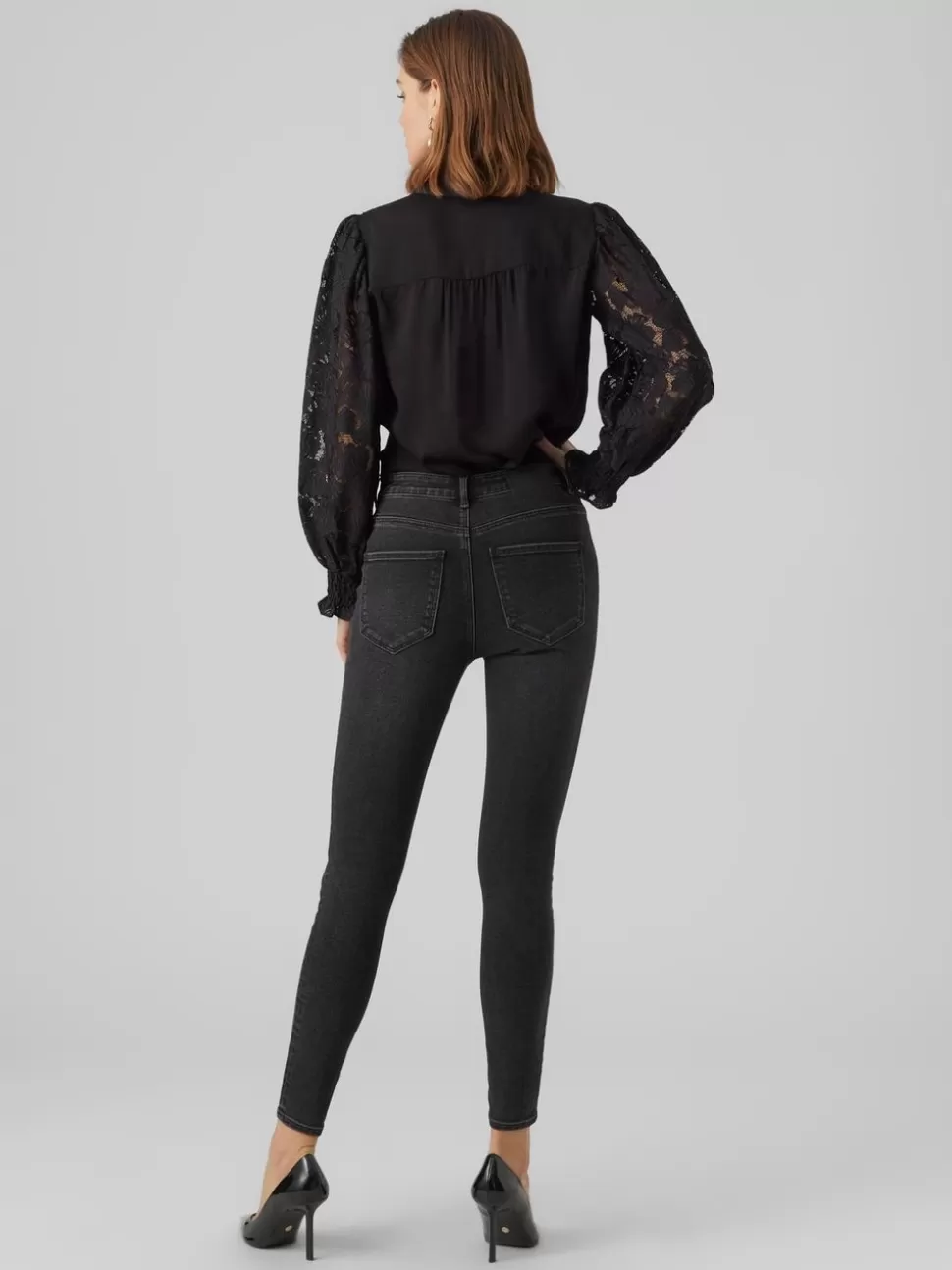 Jeans^VERO MODA VMSOPHIA Hög Midja Slim Fit Jeans Black Denim