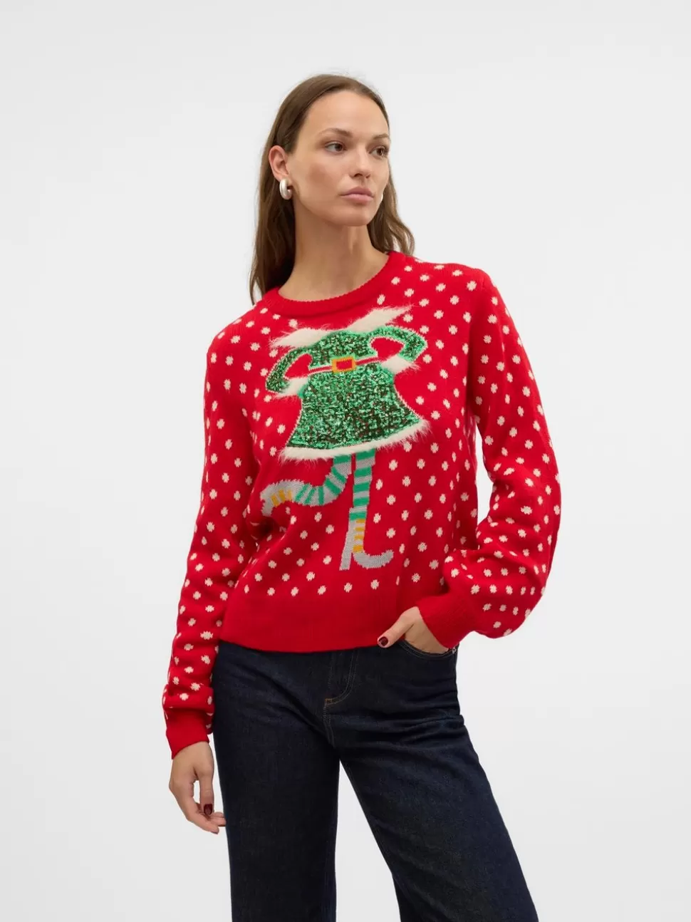 Stickat^VERO MODA VMSPARKLE Pullover Chinese Red