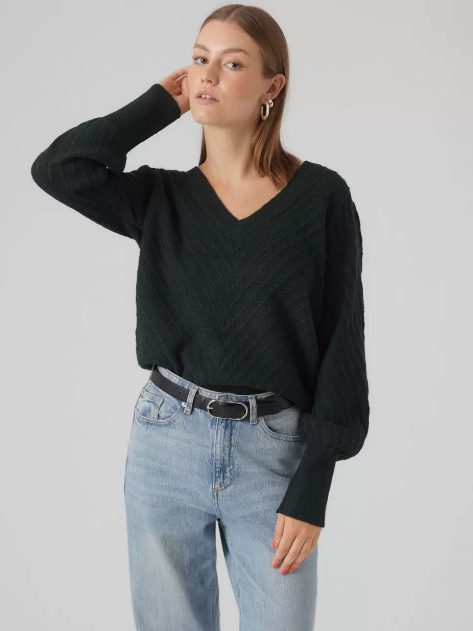 Stickat^VERO MODA VMSTINNA Pullover Scarab
