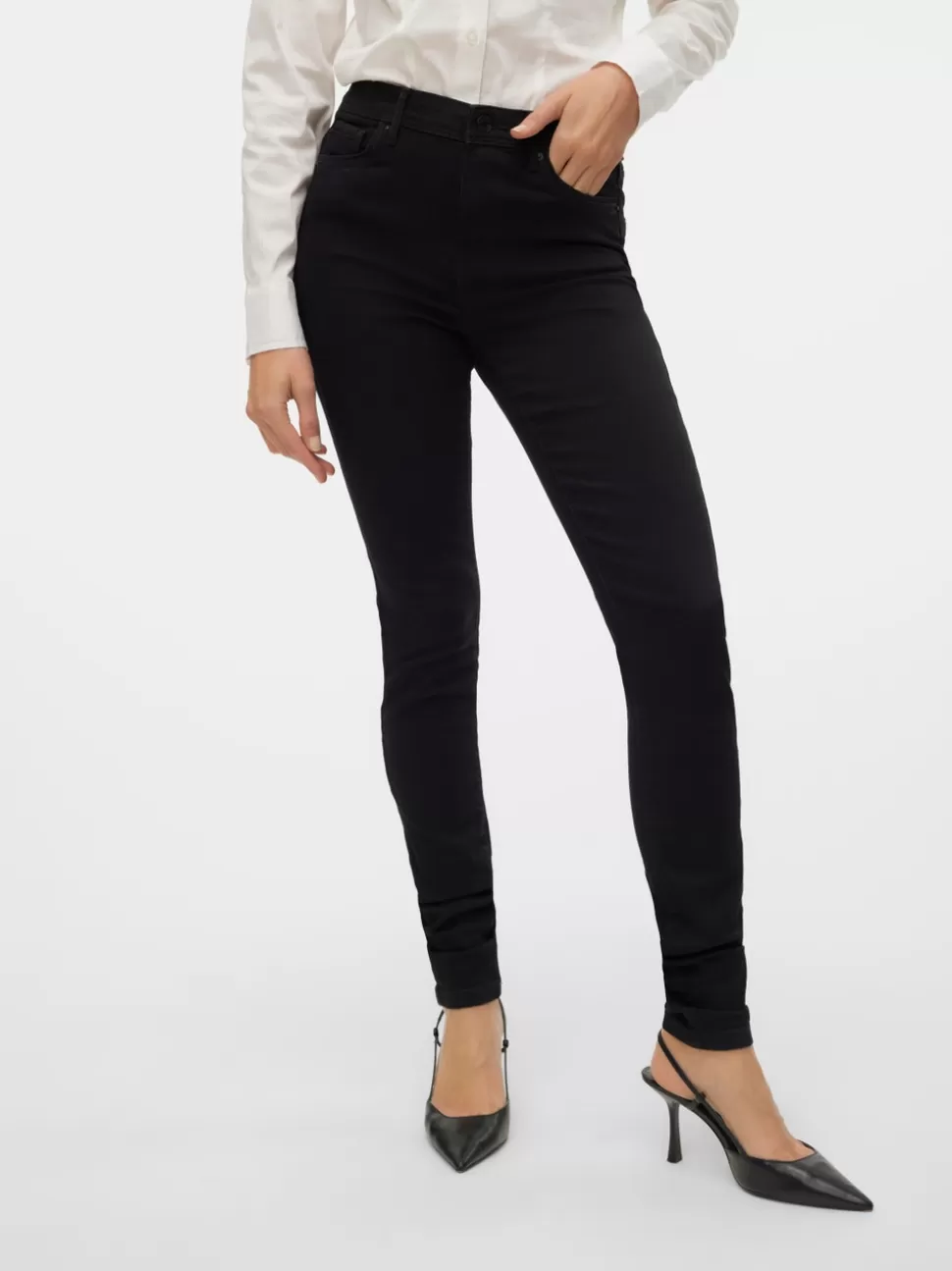 Jeans | Basics^VERO MODA VMTANYA Medelhög Midja Skinny Fit Jeans Black