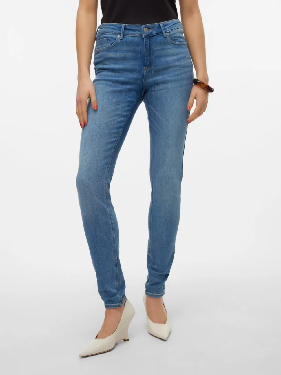 Jeans^VERO MODA VMTANYA Medelhög Midja Skinny Fit Jeans Medium Blue Denim