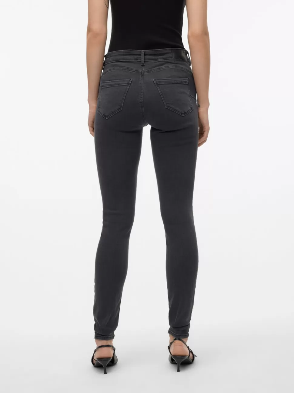 Jeans^VERO MODA VMTANYA Medelhög Midja Skinny Fit Jeans Dark Grey Denim