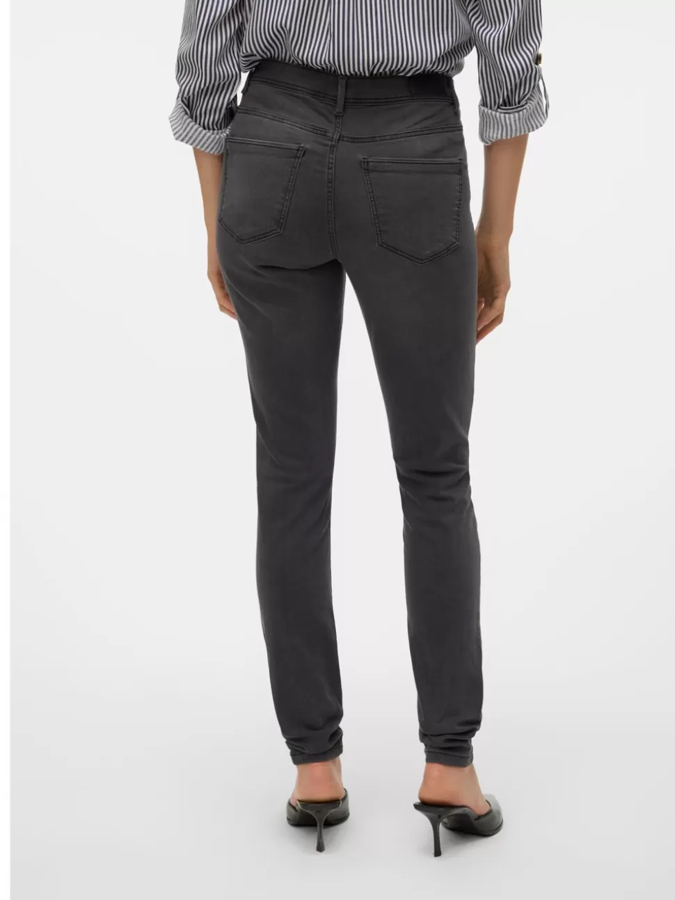 Jeans | Basics^VERO MODA VMTANYA Medelhög Midja Skinny Fit Jeans Dark Grey Denim