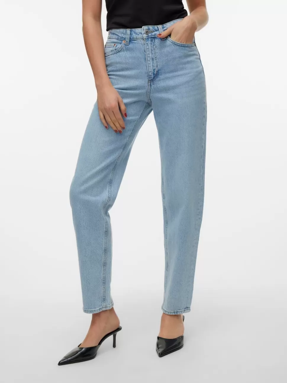 Jeans^VERO MODA VMTESSA Hög Midja Mom Fit Jeans Light Blue Denim