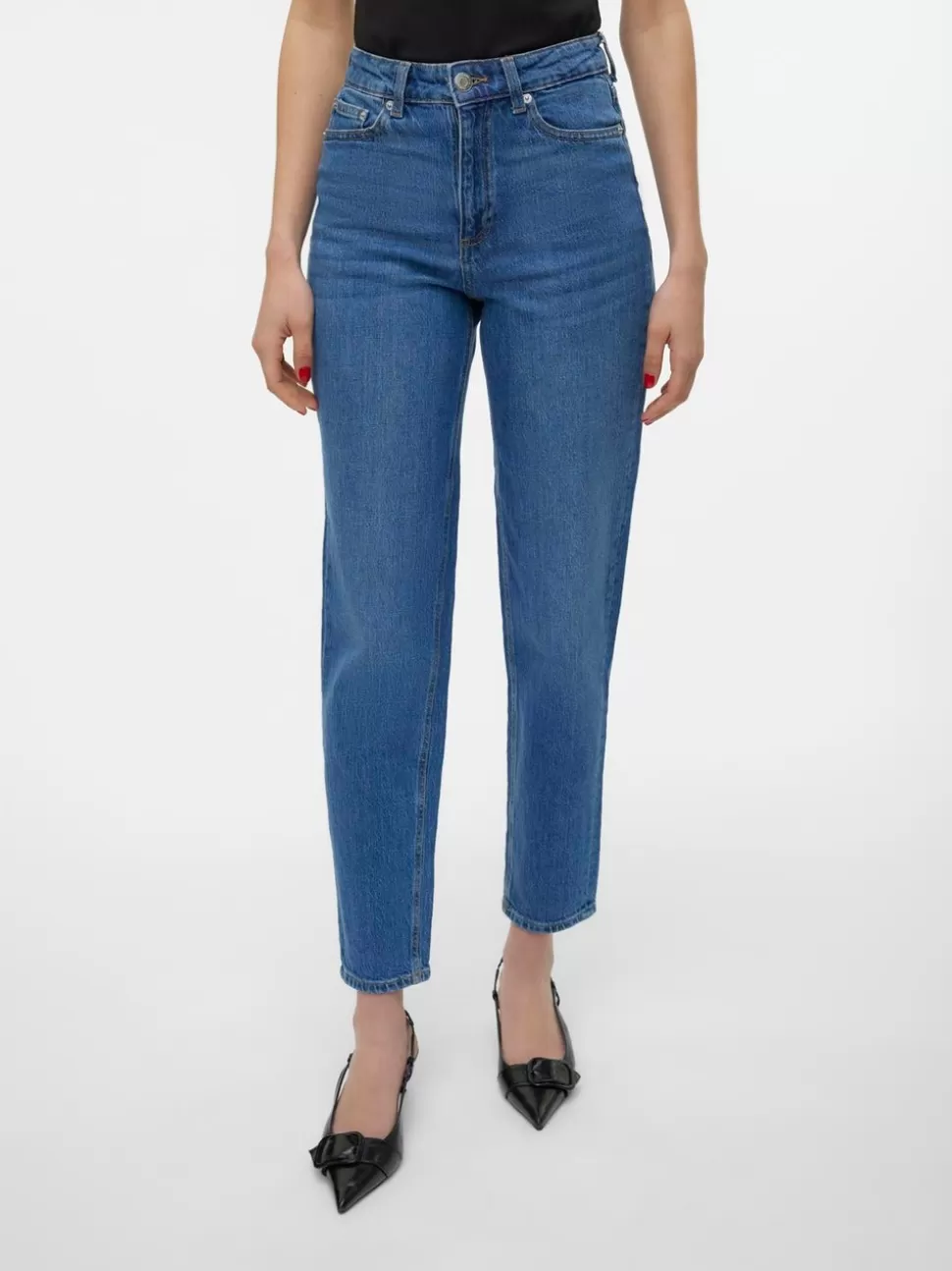 Jeans^VERO MODA VMTESSA Hög Midja Mom Fit Jeans Medium Blue Denim
