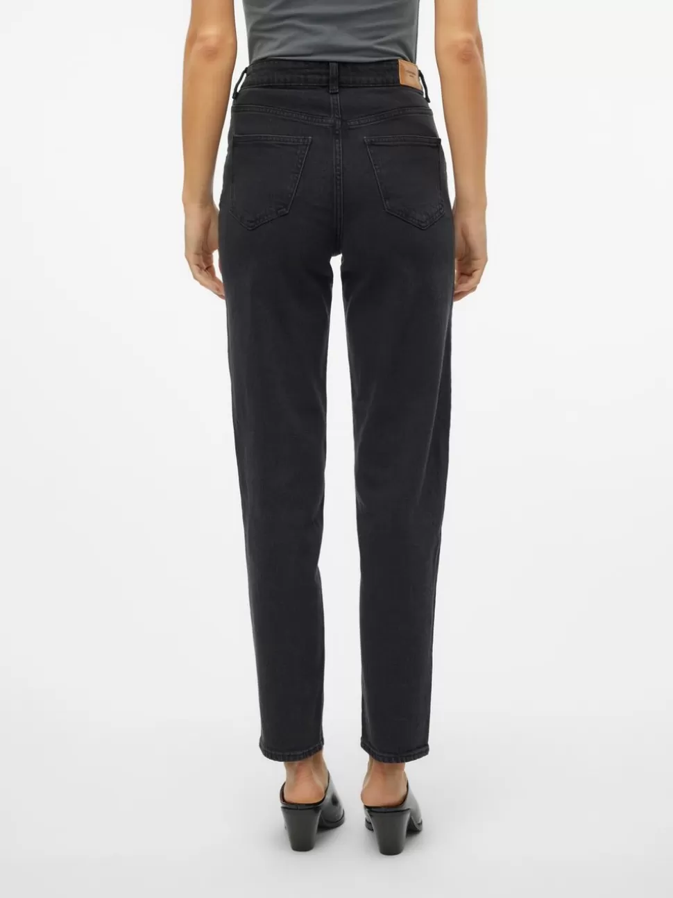 Jeans^VERO MODA VMTESSA Hög Midja Mom Fit Jeans Dark Grey Denim