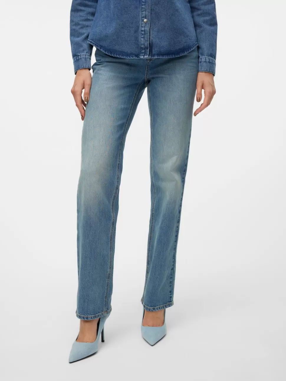 Jeans^VERO MODA VMTESSA Hög Midja Rak Passform Jeans Medium Blue Denim