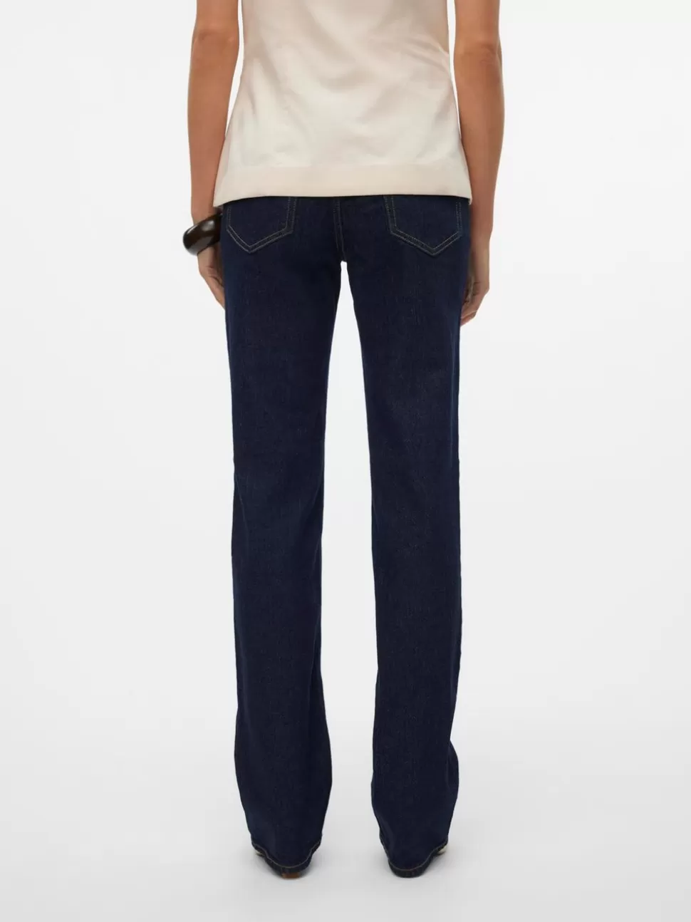 Jeans^VERO MODA VMTESSA Hög Midja Rak Passform Jeans Dark Blue Denim