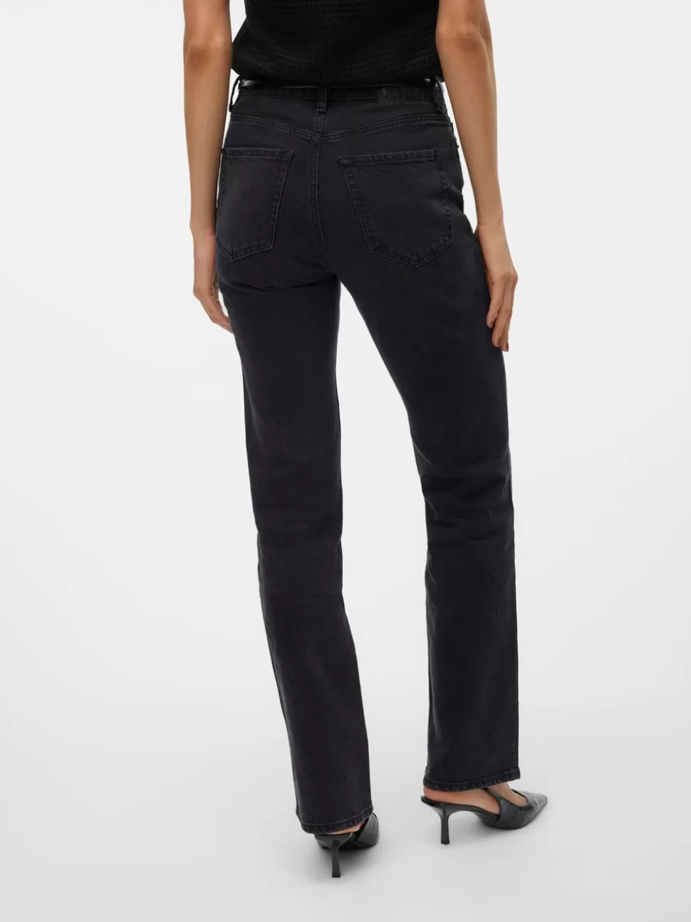 Jeans^VERO MODA VMTESSA Hög Midja Rak Passform Jeans Black Denim