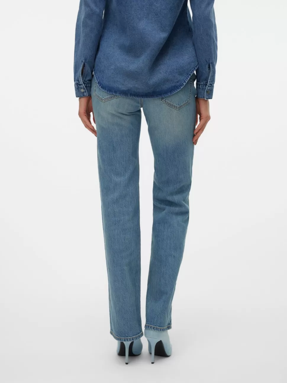 Jeans^VERO MODA VMTESSA Hög Midja Rak Passform Jeans Medium Blue Denim