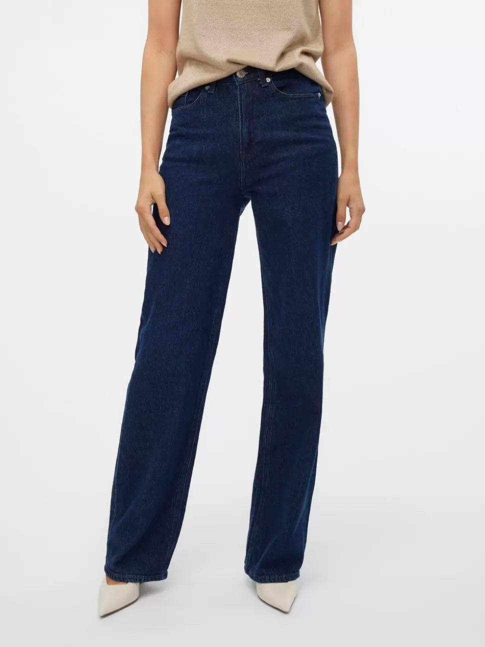 Jeans^VERO MODA VMTESSA Hög Midja Vid Passform Jeans Dark Blue Denim