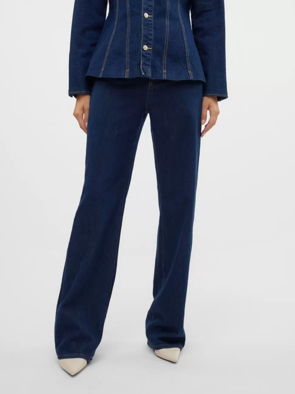 Jeans^VERO MODA VMTESSA Hög Midja Vida Ben Jeans Dark Blue Denim