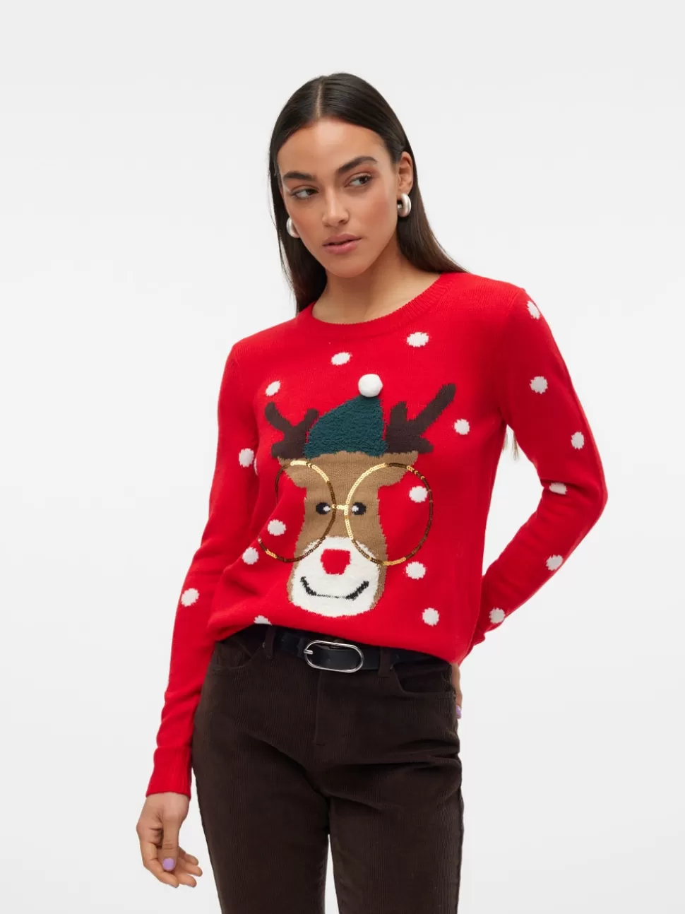 Stickat^VERO MODA VMTINSEL Pullover Chinese Red