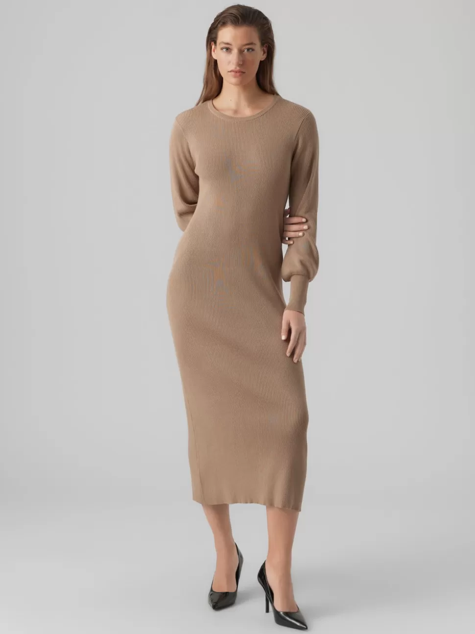 Klänningar^VERO MODA VMVALOR Lång Klänning Silver Mink