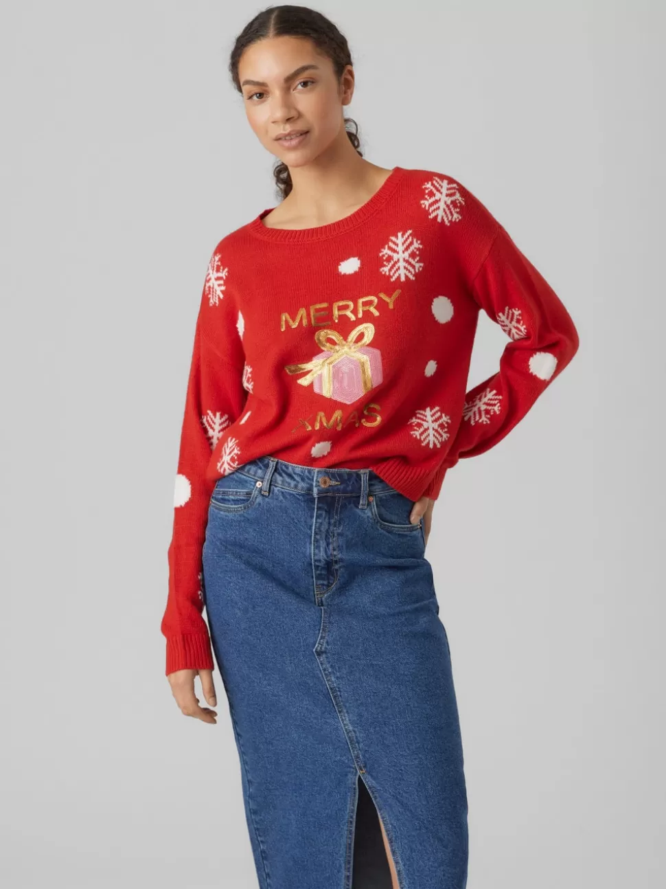 Stickat^VERO MODA VMXMASGIVEAWAY Pullover Chinese Red