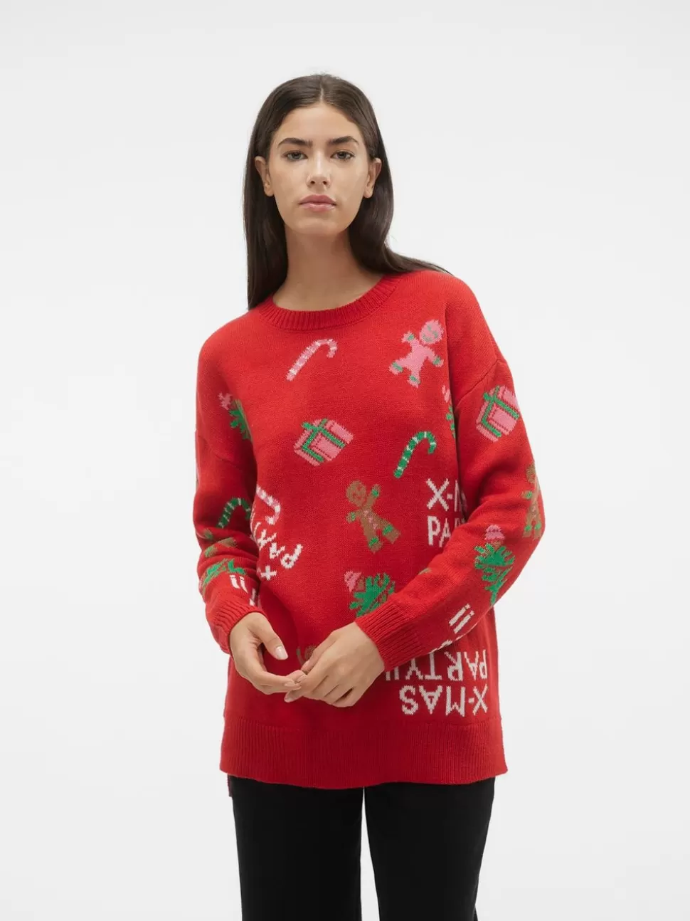 Stickat^VERO MODA VMXMASPARTY Pullover Chinese Red